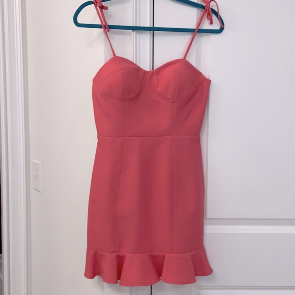NWOT Coral Bustier-Style Linen Look Sundress
